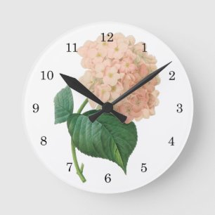 Horloge Ronde Hydrangea Rose Vintage Hortensia Fleur de Redoute