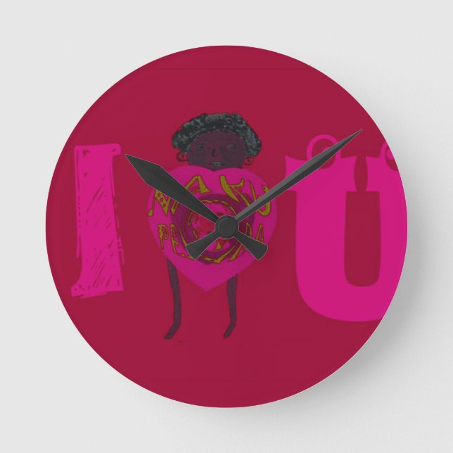 Horloge Ronde I Heart You Nakupenda Sana Heureuse Sainte-Valenti (Recto)