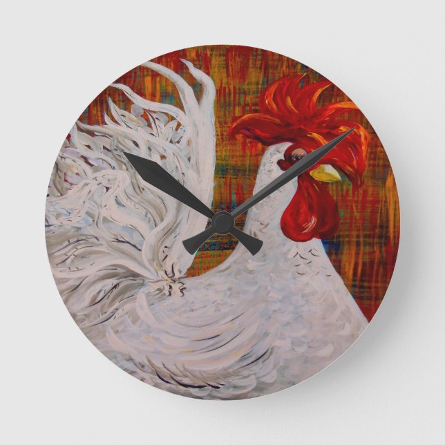 Horloge Ronde I Know I Lovely White Rooster (Recto)