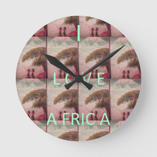 Horloge Ronde I Love Africa Hakuna Matata Kilimanjaro Mountain A (Recto)