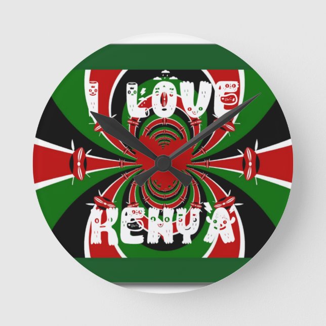 Horloge Ronde I Love Heart Kenya : Dynamic Flag Art (Recto)