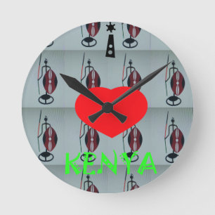 Horloge Ronde I Love Kenya Art Print