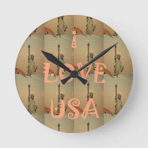 Horloge Ronde I Love USA