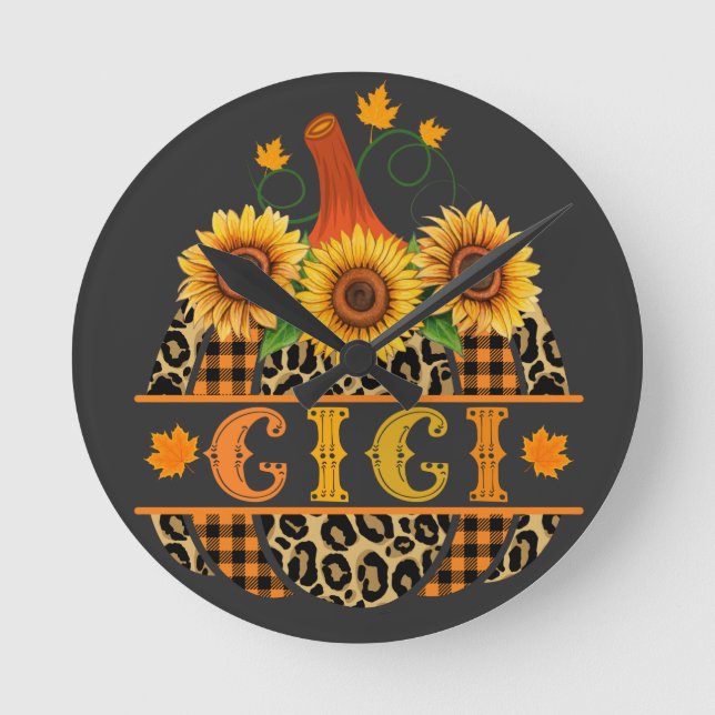 Horloge Ronde IGi Pumkin Leopard Print Sunflower Buffalo Plaid (Recto)