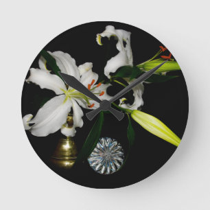 Horloge Ronde Iirsh Design - Collection de laiton et de fleurs