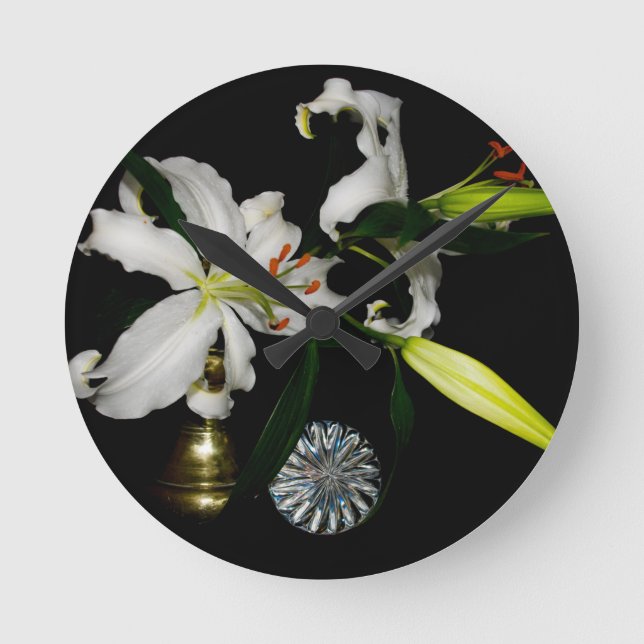 Horloge Ronde Iirsh Design - Collection de laiton et de fleurs (Recto)