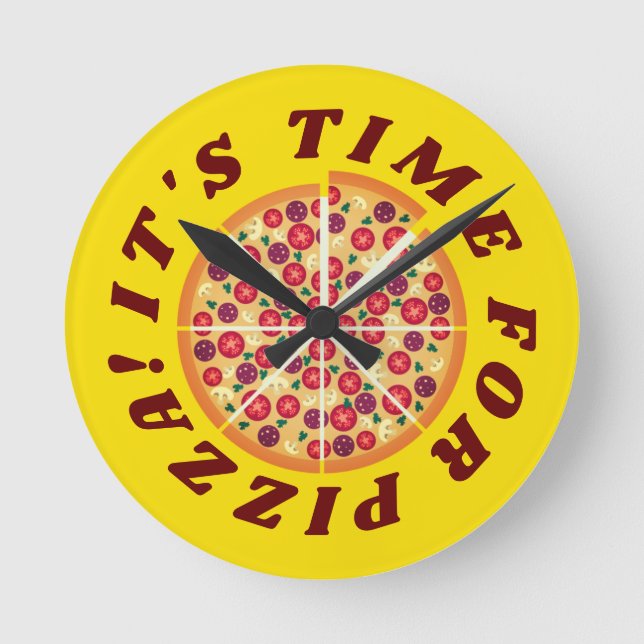Horloge Ronde Il est temps pour la pizza déco de nouveauté (Recto)