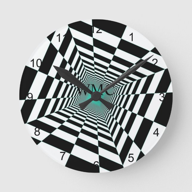 Horloge Ronde Illusion noir blanc (Recto)