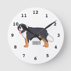 Horloge Ronde Illustration bernoise d'un chien de montagne