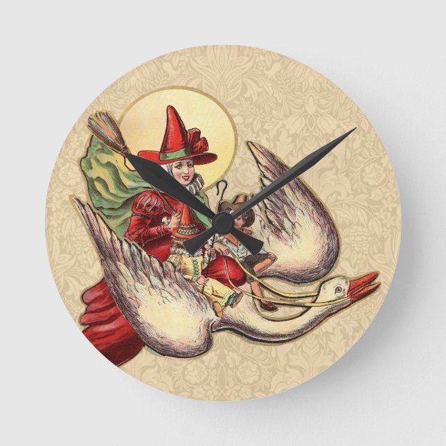 Horloge Ronde Illustration d'antiquité de Mère Goose Child (Recto)