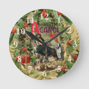 Horloge Ronde Illustration d'art de Noël de Scrooge