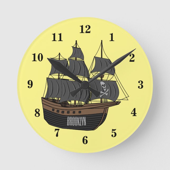 Horloge Ronde Illustration de bateau pirate (Recto)