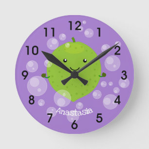 Horloge Ronde Illustration de bulles de chaux vert mou
