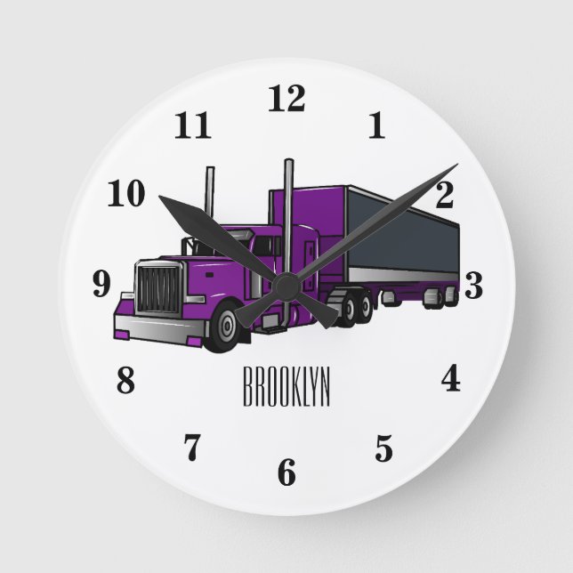 Horloge Ronde Illustration de camion semi-remorque (Recto)