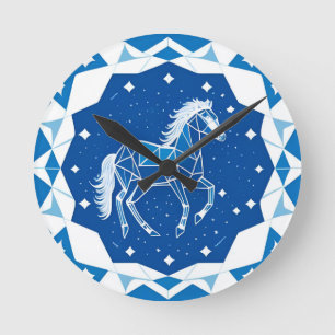 Horloge Ronde Illustration de cheval géométrique