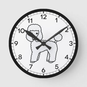 Horloge Ronde Illustration de chien de dessin animé Caniche joue