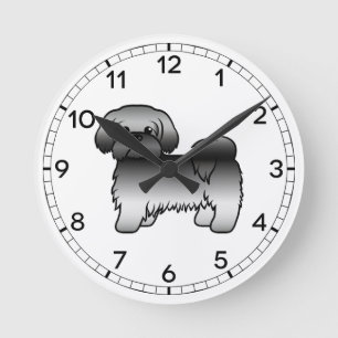 Horloge Ronde Illustration de chien de dessin animé mignon Shih 