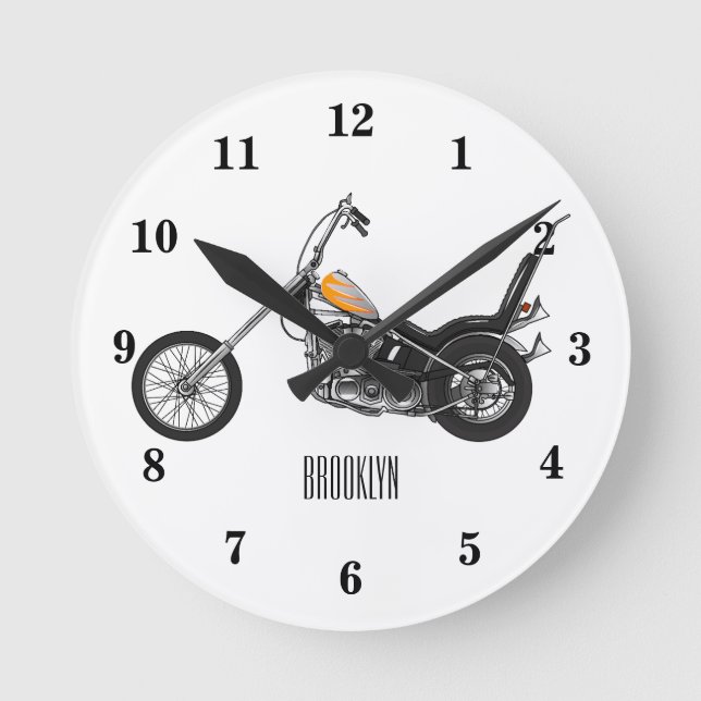 Horloge Ronde Illustration de Chopper Motorcycle 1950 (Recto)