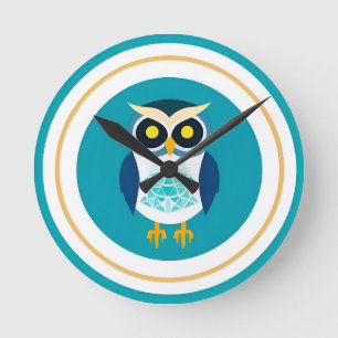 Horloge Ronde Illustration de chouette géométrique complexe