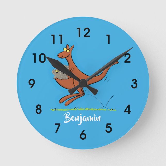 Horloge Ronde Illustration de dessin animé Cute kangaroo et koal (Recto)