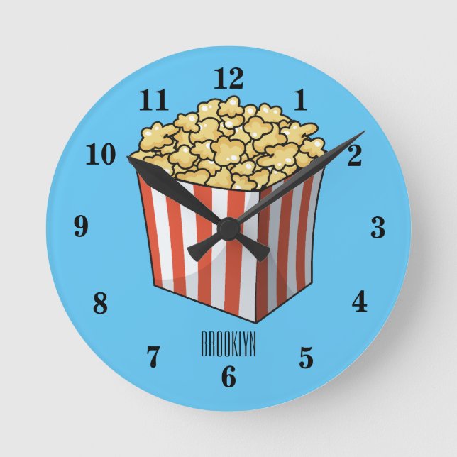 Horloge Ronde Illustration de dessin animé Popcorn (Recto)