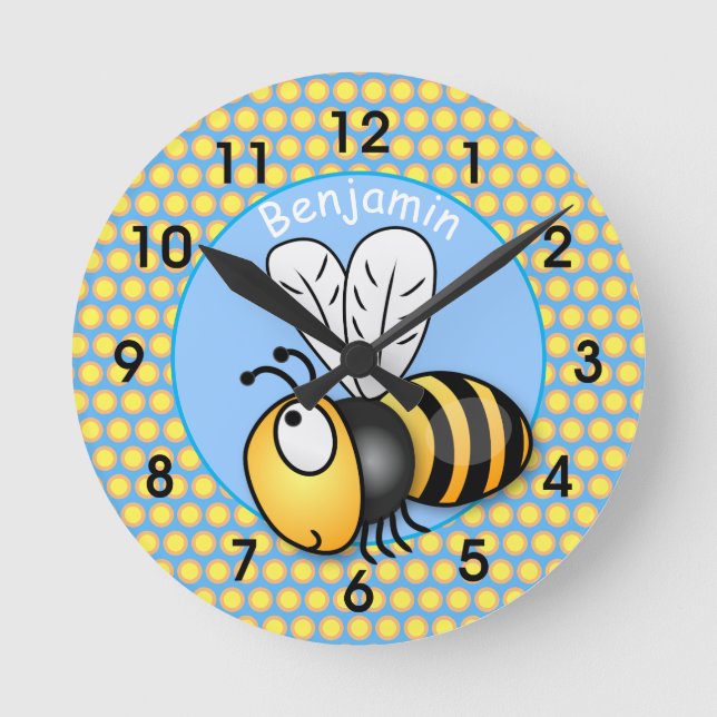 Horloge Ronde Illustration de dessin humoristique sur l'abeille  (Recto)