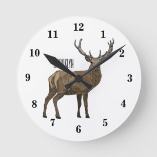 Horloge Ronde Illustration de dessin sur le cerf