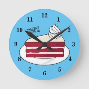 Horloge Ronde Illustration de gâteau en velours rouge
