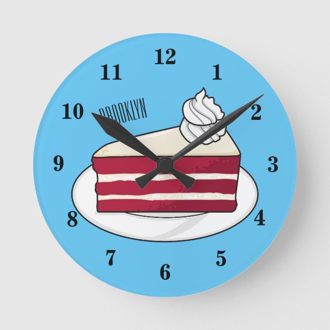 Horloge Ronde Illustration de gâteau en velours rouge (Recto)