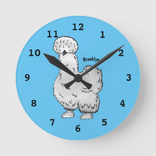 Horloge Ronde Illustration de la caricature du poulet Silkie
