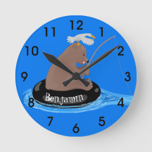 Horloge Ronde Illustration de la pêche à l'ourson