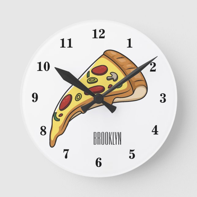 Horloge Ronde Illustration de la pizza (Recto)