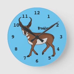 Horloge Ronde Illustration de l'antilope Pronghorn 