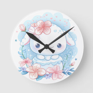 Horloge Ronde Illustration de lapin chibi mignon