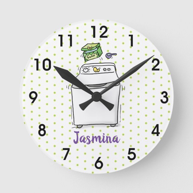 Horloge Ronde Illustration de lave-linge mignonne (Recto)