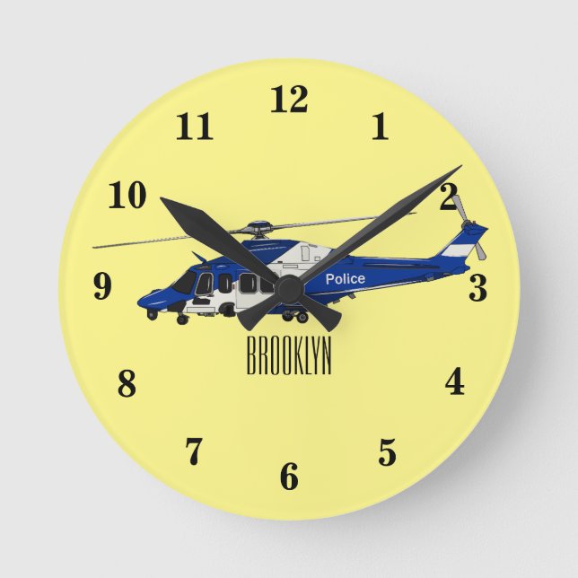 Horloge Ronde Illustration de l'hélicoptère de police (Recto)