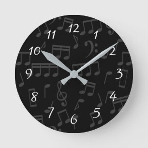 Horloge Ronde Illustration de l'Motif Musical Notes