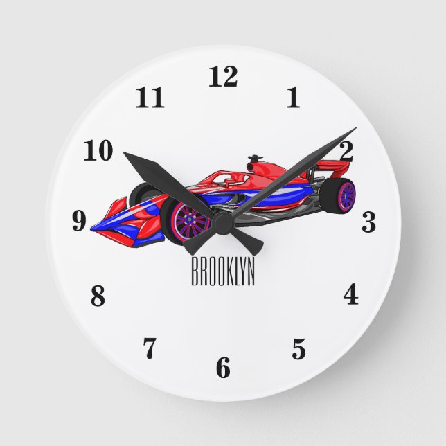 Horloge Ronde Illustration de voiture de course professionnelle (Recto)