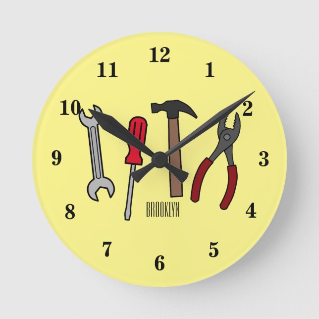 Horloge Ronde Illustration des outils de menuiserie (Recto)