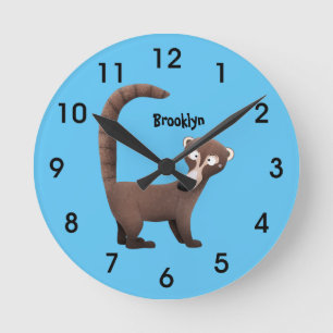 Horloge Ronde Illustration drôle curieuse de dessin animé de coa