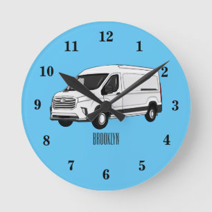 Horloge Ronde Illustration du fourgon de livraison