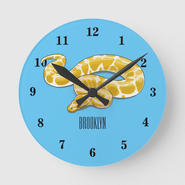 Horloge Ronde Illustration du serpent python birman (Recto)