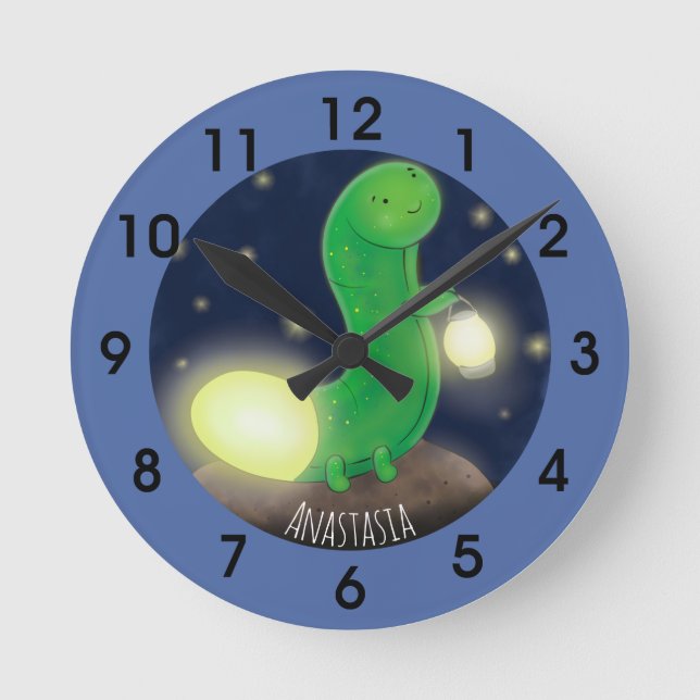 Horloge Ronde Illustration du ver vert mou (Recto)