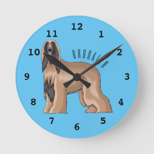 Horloge Ronde Illustration d'un chien hound afghan