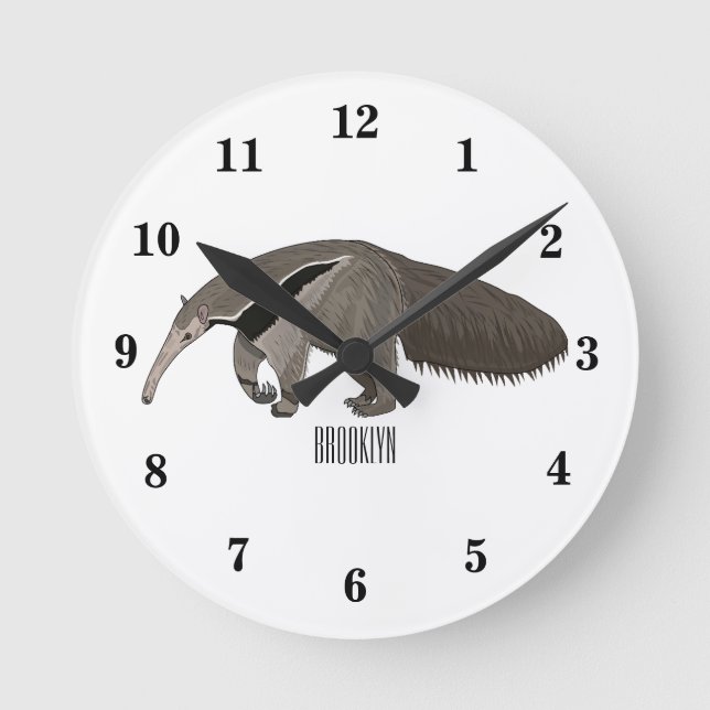 Horloge Ronde Illustration d'un dessin animé d'Anteater (Recto)