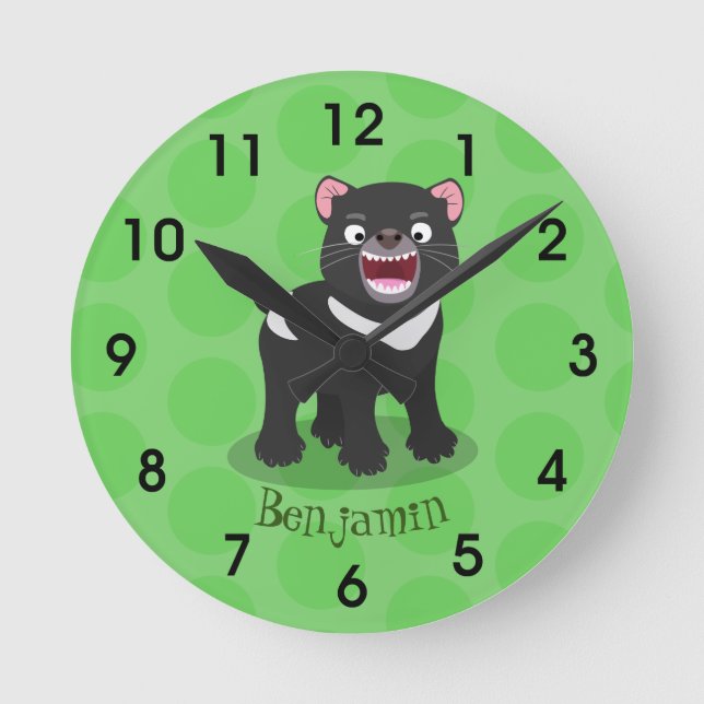 Horloge Ronde Illustration d'un diable de Tasmanie affamé (Recto)