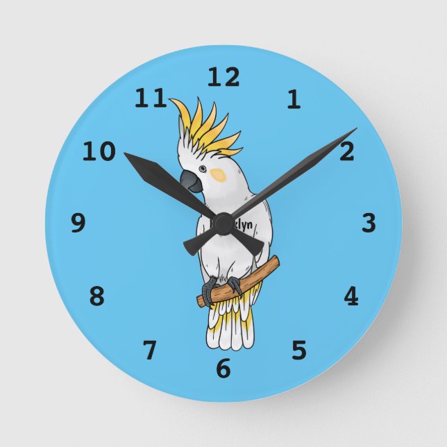 Horloge Ronde Illustration d'un oiseau de cokatoscope à crête de (Recto)