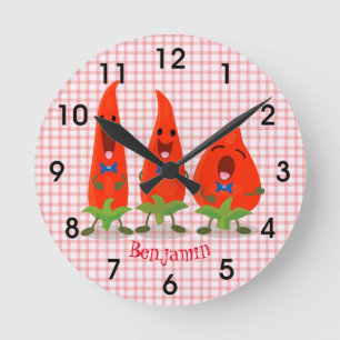 Horloge Ronde Illustration d'une caricature de piments chantants