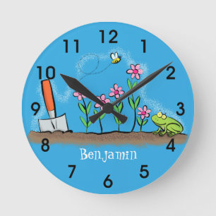 Horloge Ronde Illustration d'une caricature sur la grenouille et