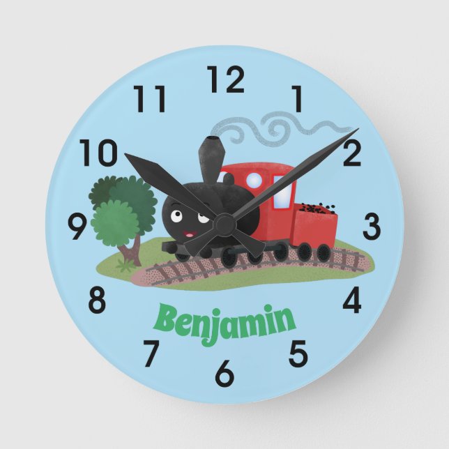 Horloge Ronde Illustration d'une locomotive à vapeur mûre (Recto)